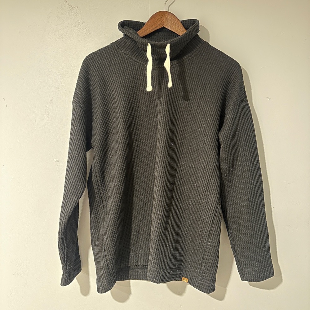 L.L. Bean Black Waffle Turtleneck Sweater